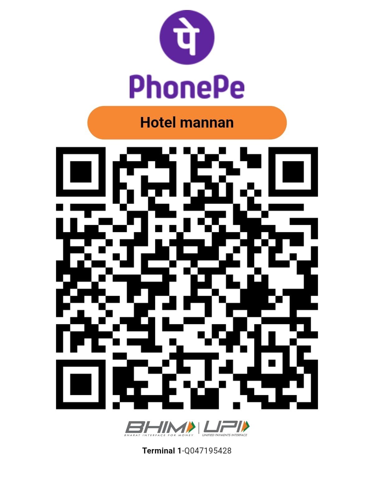 Hotel Mannan UPI QR code — scan to pay
